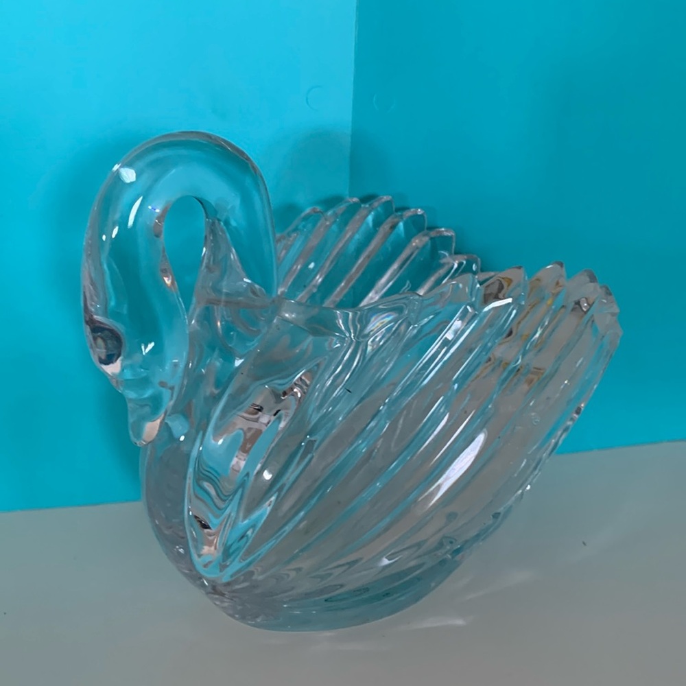Gloria Vanderbilt Crystal Swan Candy dish SWAN VTG 24% Germany Vintage SIGNED